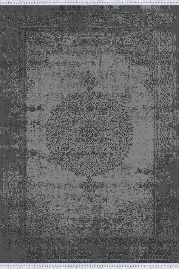 Antrasit Göbekli Dokuma Pamuk Taban Kaymaz Kilim KLM059