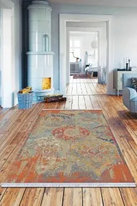 Çok Renkli Modern Dokuma Pamuk Taban Kaymaz Kilim KLM063