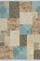 Kilim Tabanlı Halı Mavi Patchwork Dokuma Pamuk Taban Kaymaz Kilim KLM067