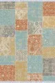 Kilim Tarzı Halı Mavi Patchwork Dokuma Pamuk Taban Kaymaz Kilim KLM068
