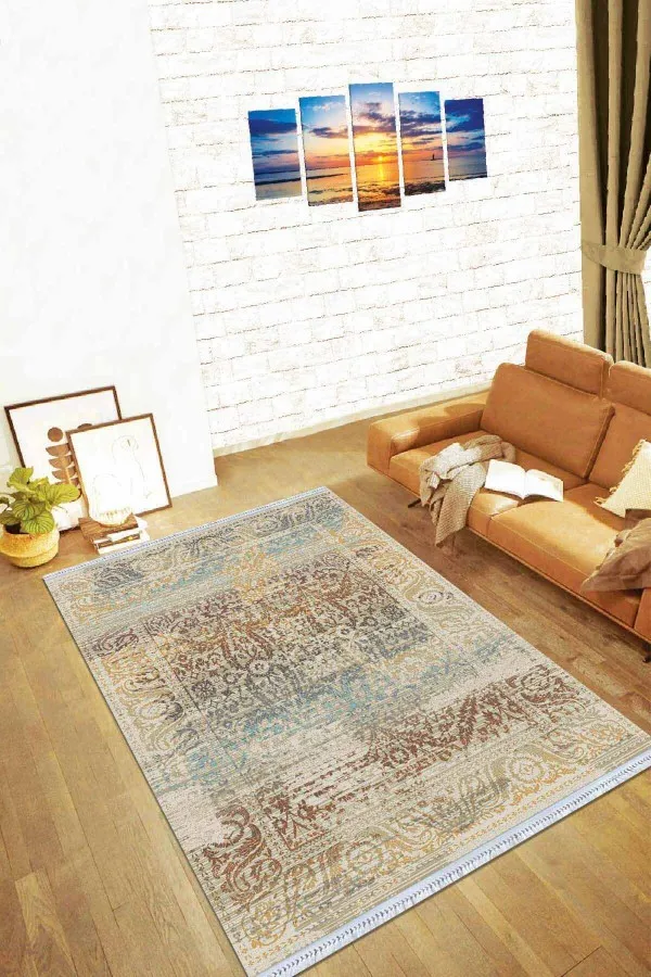 Bohem Halı Kilim Çok Renkli Modern Dokuma Pamuk Taban Kaymaz Kilim KLM070