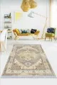 Güllü Kilim Krem Klasik Göbekli Dokuma Pamuk Taban Kaymaz Kilim KLM075