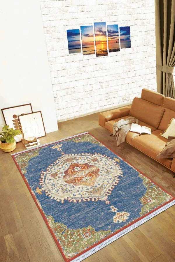 150X200 Kilim Eflatun Göbekli Dokuma Pamuk Taban Kaymaz Kilim KLM082