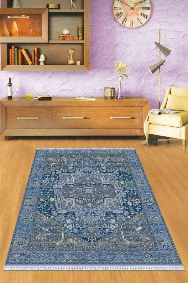 200 300 Kilim Eflatun Göbekli Dokuma Pamuk Taban Kaymaz Kilim KLM089