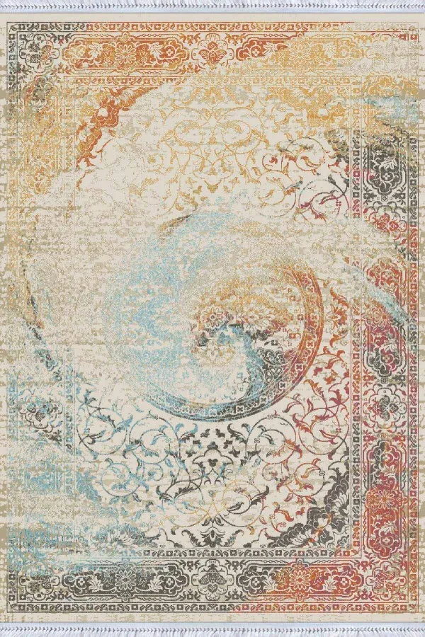 Çok Renkli Vintage Dokuma Pamuk Taban Kaymaz Kilim KLM091