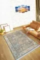 İnce Kilim Çok Renkli Çerçeveli Dokuma Pamuk Taban Kaymaz Kilim KLM093