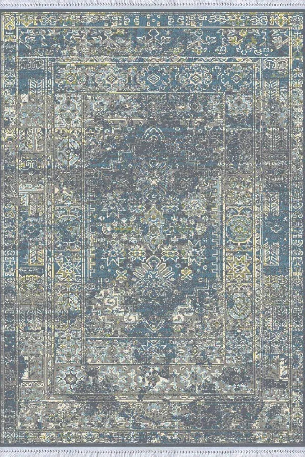 Kilim Yolluk 80X300 Mavi Modern Dokuma Pamuk Tabanlı Kaymaz Kilim KLM099