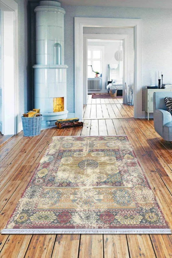 Otantik Halı Kilim Pembe Vintage Dokuma Pamuk Tabanlı Kaymaz Kilim KLM102