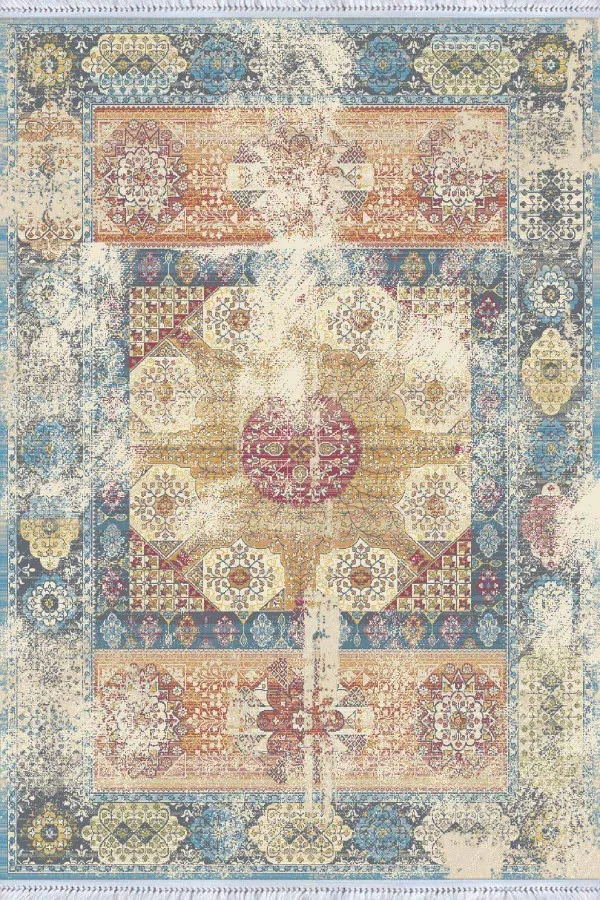 Kilim Anatolia Mavi Vintage Dokuma Pamuk Tabanlı Kaymaz Kilim KLM103