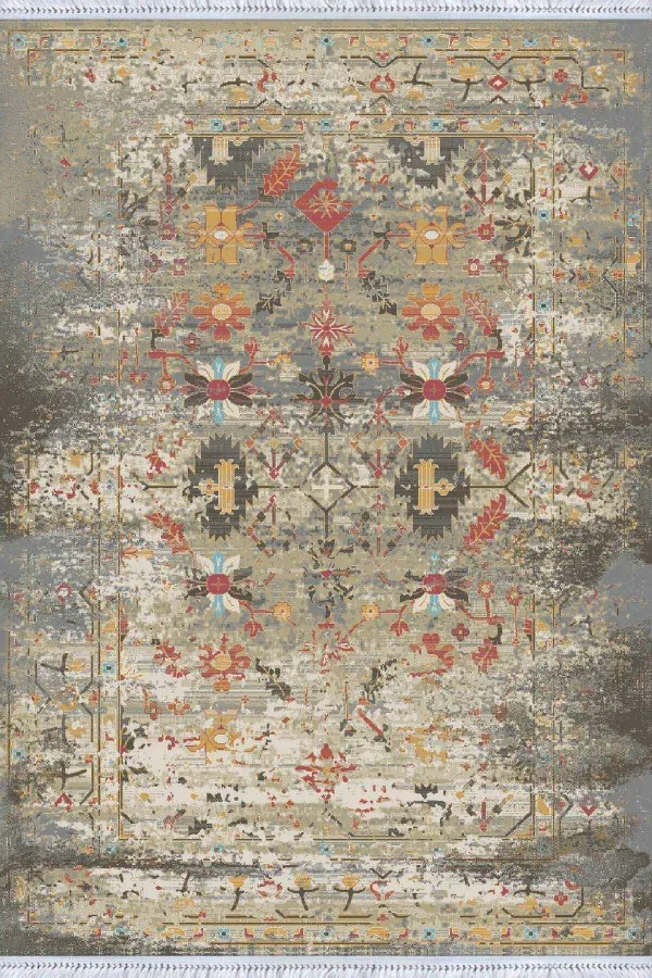Çok Renkli Vintage Dokuma Pamuk Taban Kaymaz Kilim KLM104