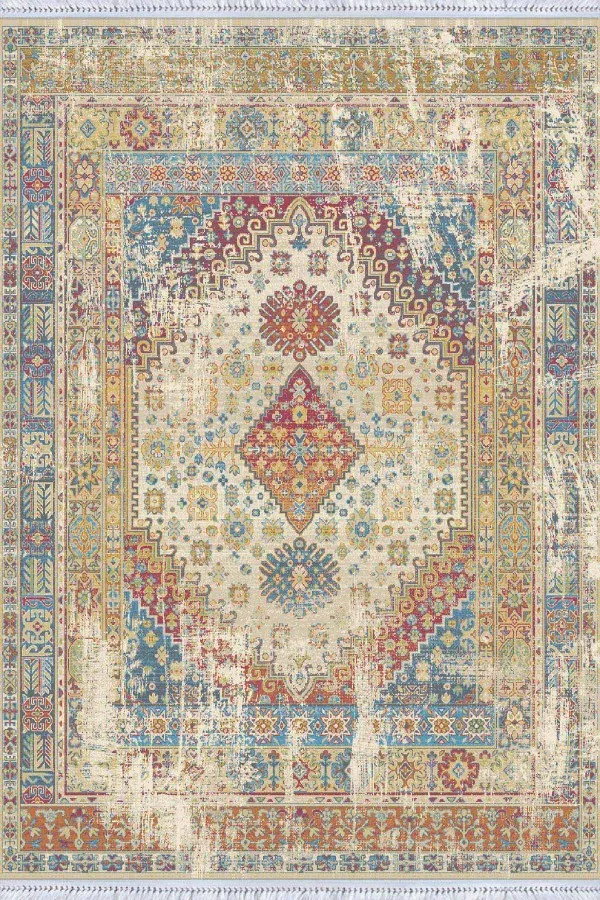 Toz Tutmayan Kilim Renkli Klasik Göbekli Dokuma Pamuk Taban Kaymaz Kilim KLM107