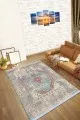 Kilim Halılar Ve Fiyatları Mavi Klasik Göbekli Dokuma Pamuk Taban Kaymaz Kilim KLM109