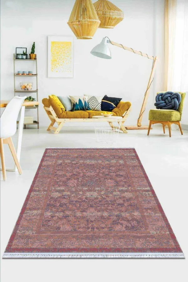 Otantik Halı Ve Kilimler Pembe Vintage Dokuma Pamuk Tabanlı Kaymaz Kilim KLM114
