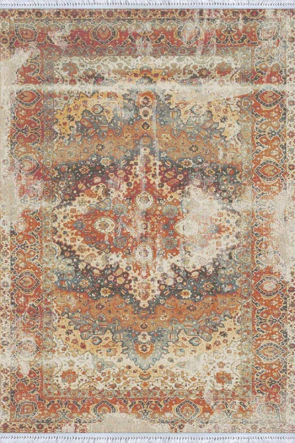 Uzun Yolluk Kilim Taba Vintage Dokuma Pamuk Tabanlı Kaymaz Kilim KLM116