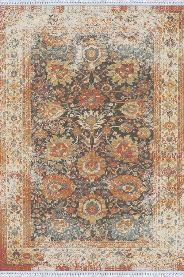 Vintage Halı Kilim Taba Vintage Dokuma Pamuk Tabanlı Kaymaz Kilim KLM117