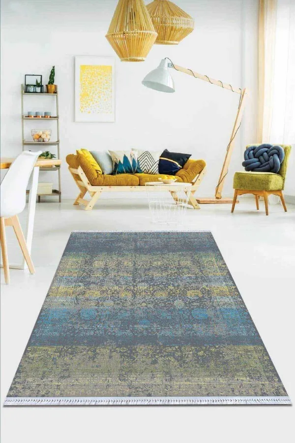 Yörük Kilimi Çok Renkli Vintage Dokuma Pamuk Taban Kaymaz Kilim KLM121