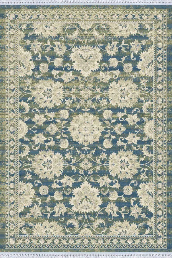Yıkanabilir Kilim Halılar Yeşil Vintage Dokuma Pamuk Tabanlı Kaymaz Kilim KLM123