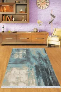 Mavi Spor Desen Dokuma Pamuk Taban Kaymaz Kilim KLM125 Mavi Spor Desen Dokuma Pamuk Taban Kaymaz Kilim KLM125