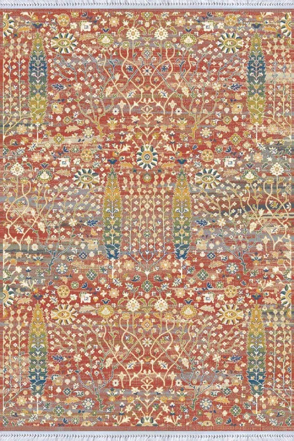 Otantik Kilim Pembe Vintage Dokuma Pamuk Tabanlı Kaymaz Kilim KLM127