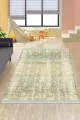 Yıkanabilir Kilim Yeşil Vintage Dokuma Pamuk Tabanlı Kaymaz Kilim KLM137