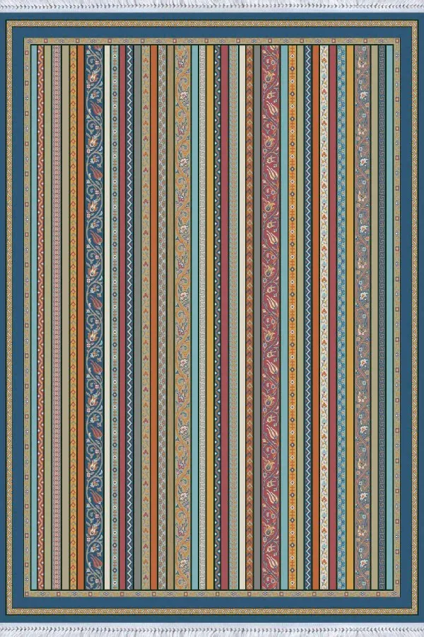 Çok Renkli Yöresel Dokuma Pamuk Taban Kaymaz Kilim KLM138