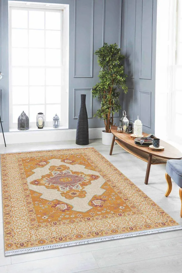 Yolluk Kilim Fiyatları Kiremit Göbekli Dokuma Pamuk Taban Kaymaz Kilim KLM140