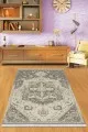 3 Metre Yolluk Kilim Gri Klasik Göbekli Dokuma Pamuk Taban Kaymaz Kilim KLM141