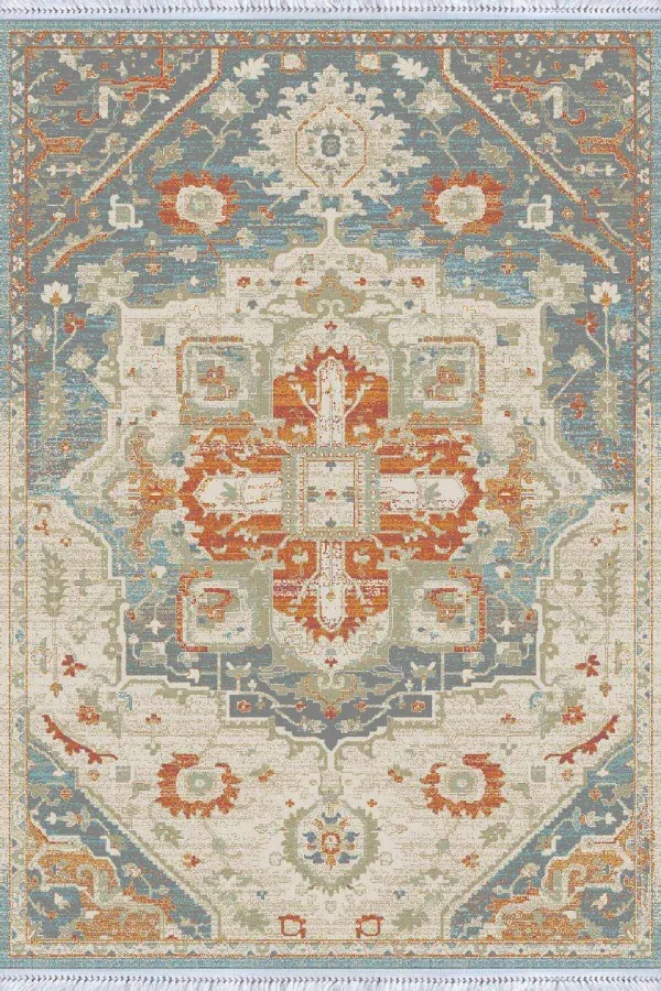 Yazlık Kilim 6 Metrekare Tarçın Klasik Göbekli Dokuma Pamuk Taban Kaymaz Kilim KLM142