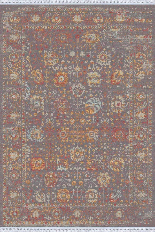 Kilim Çeşitleri Çok Renkli Çerçeveli Dokuma Pamuk Taban Kaymaz Kilim KLM151