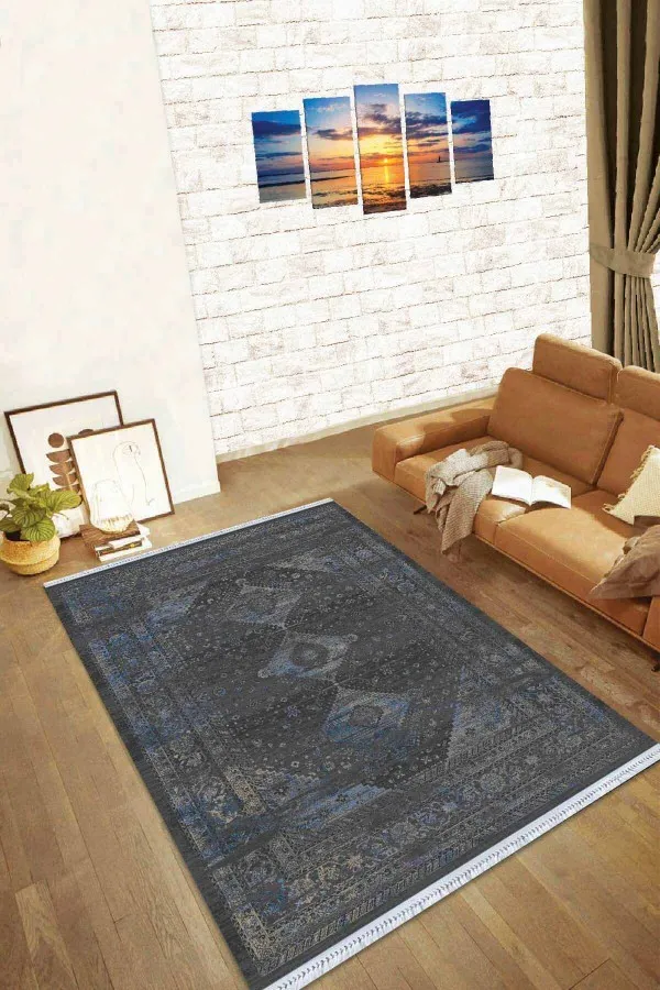 100 * 300 Kilim Füme Vintage Dokuma Pamuk Tabanlı Kaymaz Kilim KLM169