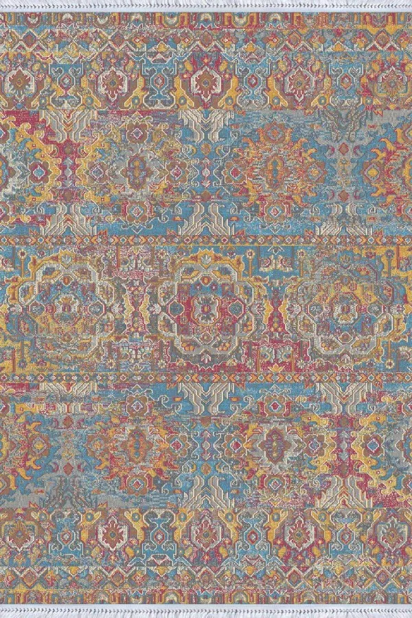 4 Metrekare Kilim Halı Çok Renkli Vintage Dokuma Pamuk Taban Kaymaz Kilim KLM175