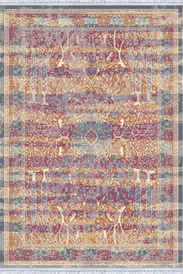 Kilim Halı Çok Renkli Vintage Dokuma Pamuk Taban Kaymaz Kilim KLM176