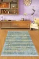 Yıkanabilir Kilim Halı Yeşil Vintage Dokuma Pamuk Tabanlı Kaymaz Kilim KLM177