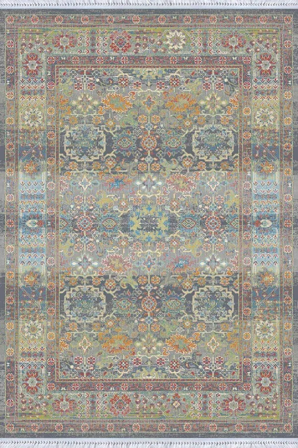 Çok Renkli Vintage Dokuma Pamuk Taban Kaymaz Kilim KLM178