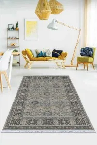 Gri Çerçeveli Dokuma Pamuk Tabanlı Kaymaz Kilim KLM179 Gri Çerçeveli Dokuma Pamuk Tabanlı Kaymaz Kilim KLM179
