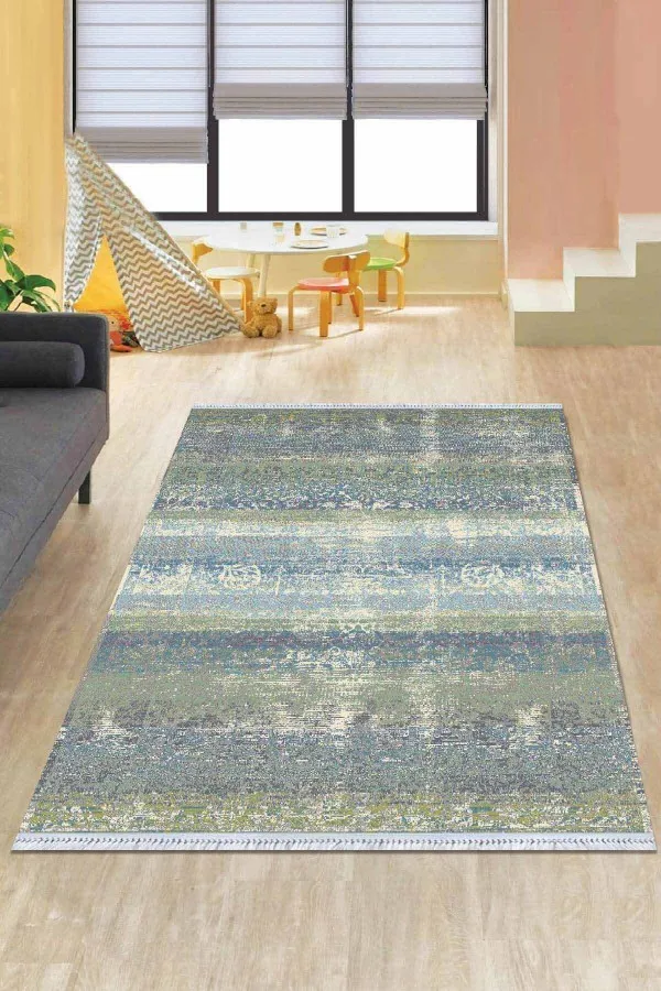 Dekoratif Kilim Çok Renkli Vintage Dokuma Pamuk Taban Kaymaz Kilim KLM180