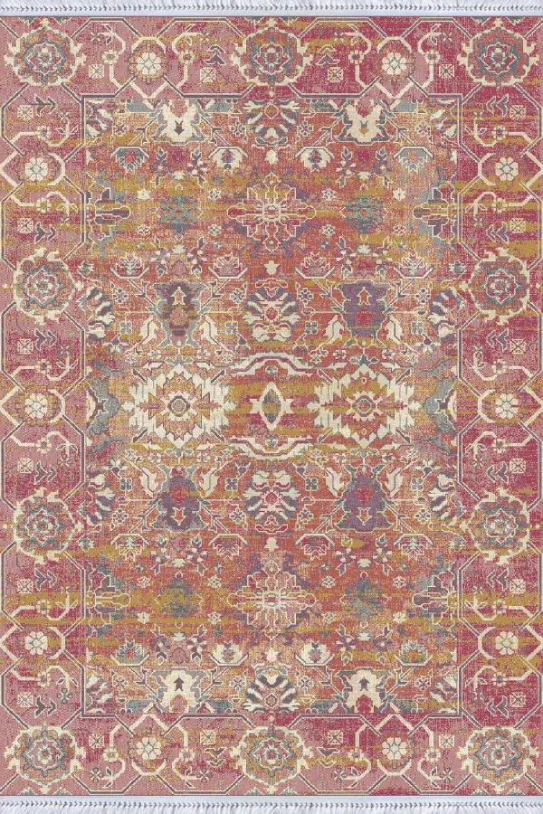 Otantik Kilim Halı Pembe Vintage Dokuma Pamuk Tabanlı Kaymaz Kilim KLM183