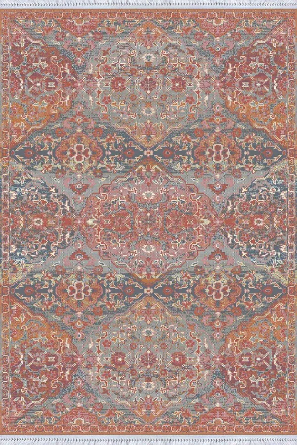 Oturma Odası Kilimleri Pembe Vintage Dokuma Pamuk Tabanlı Kaymaz Kilim KLM184