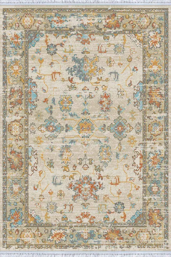 Salon Kilim Halı Sarı Çerçeveli Dokuma Pamuk Taban Kaymaz Kilim KLM190