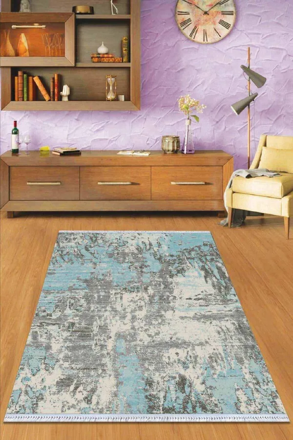 Kilim Wholesale Mavi Spor Desen Dokuma Pamuk Taban Kaymaz Kilim KLM200