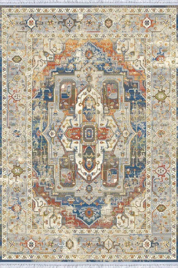 Halı Kilim Yolluk Renkli Klasik Göbekli Dokuma Pamuk Taban Kaymaz Kilim KLM206