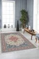 Kilim Modeli Mavi Klasik Göbekli Dokuma Pamuk Taban Kaymaz Kilim KLM207