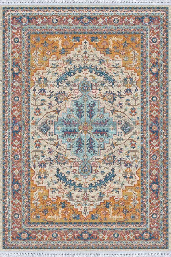 Yeni Model Kilim Desenleri Turuncu Göbekli Dokuma Pamuk Taban Kaymaz Kilim KLM208