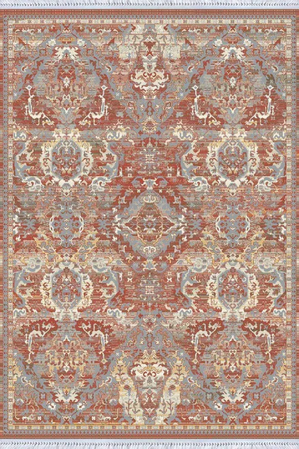 Karabağ Kilimi Özellikleri Kiremit Vintage Dokuma Pamuk Taban Kaymaz Kilim KLM209