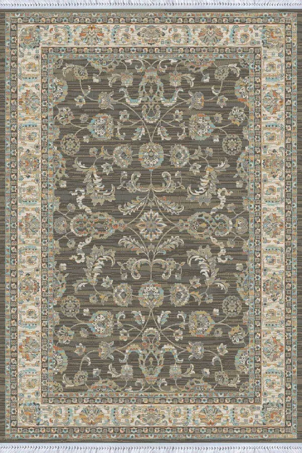 Antrasit Çerçeveli Dokuma Pamuk Taban Kaymaz Kilim KLM213