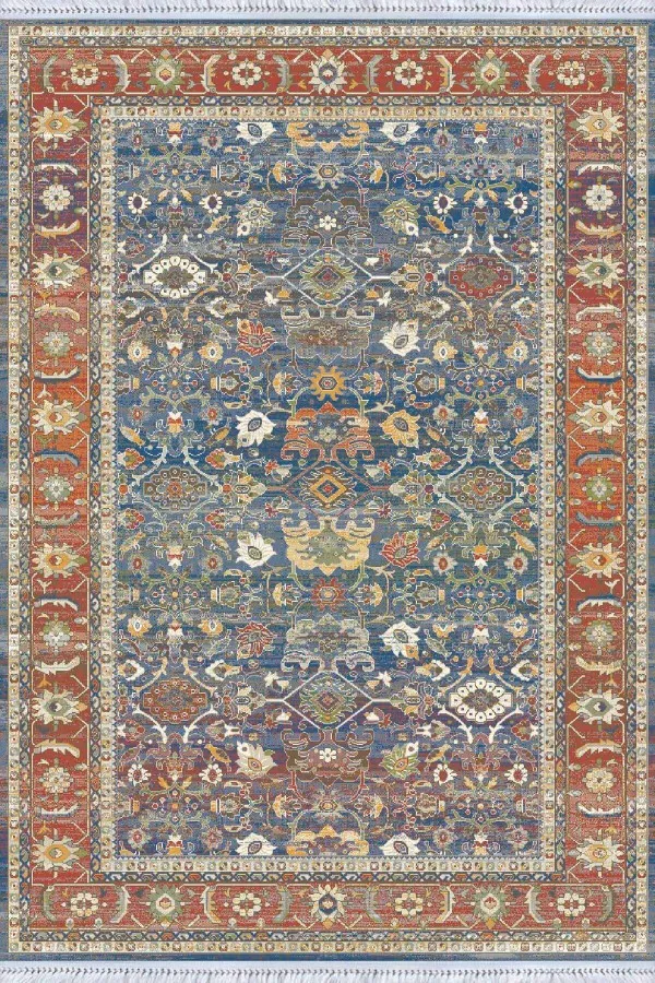 Çok Renkli Çerçeveli Dokuma Pamuk Taban Kaymaz Kilim KLM215