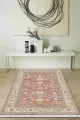 Osmanlı Halı Modelleri Pembe Çerçeveli Dokuma Pamuk Taban Kaymaz Kilim KLM216