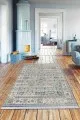 Makinede Yıkanabilir Kilim Halı Mavi Çerçeveli Dokuma Pamuk Taban Kaymaz Kilim KLM219