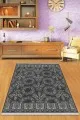 Antrasit Vintage Dokuma Pamuk Taban Kaymaz Kilim KLM220
