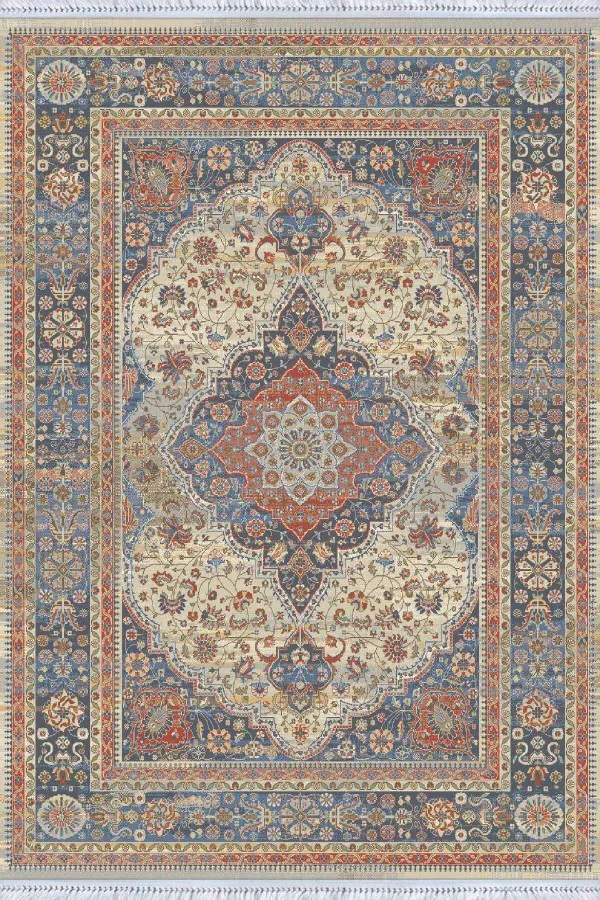 Halı Üstü Kilim Renkli Klasik Göbekli Dokuma Pamuk Taban Kaymaz Kilim KLM229
